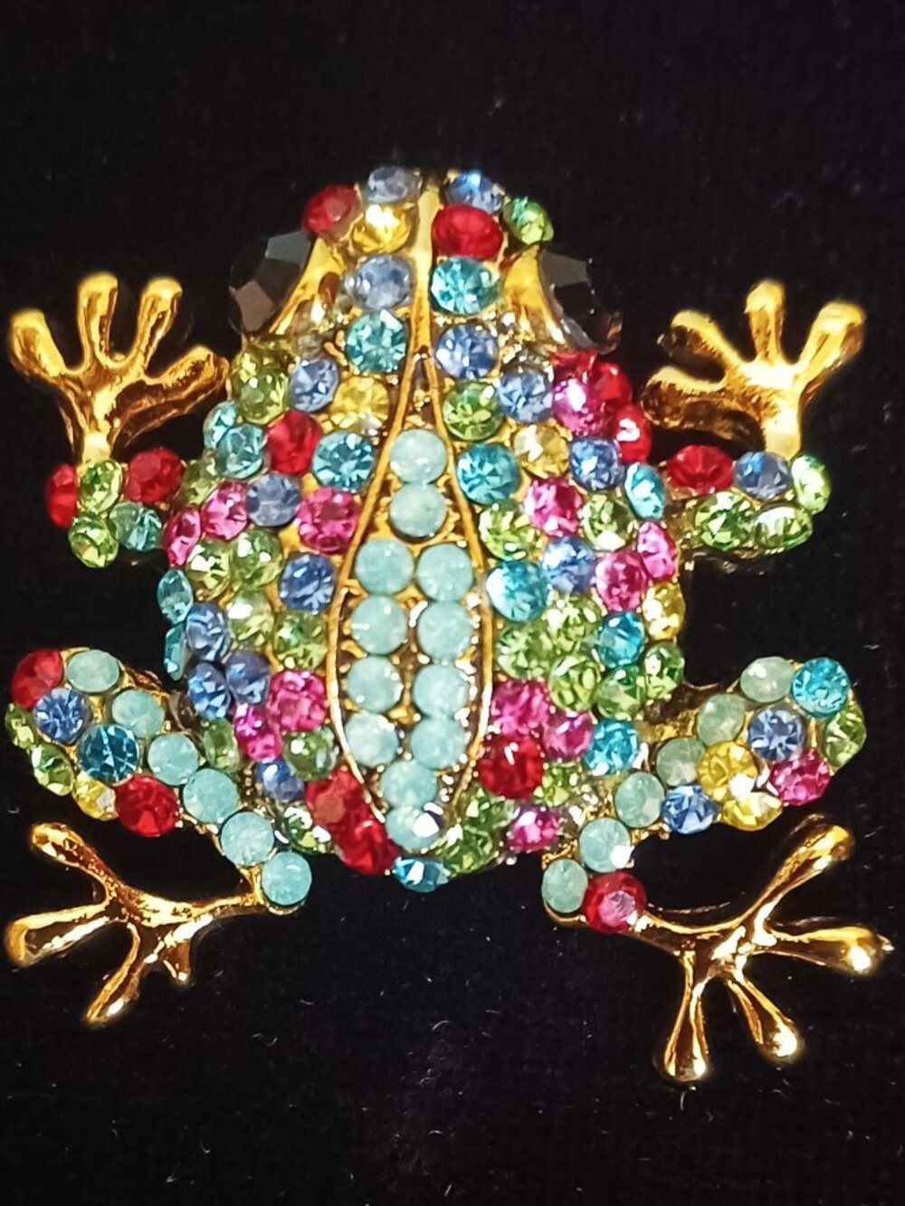 Bejeweled Multi-Colored Frog Brooch/Pendant